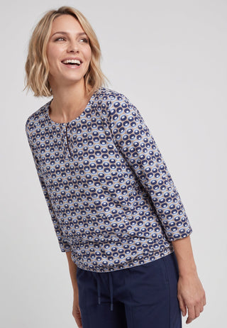 Olsen Spot Print Top Beige Blue Clara - MMJs Fashion