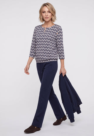 Olsen Spot Print Top Beige Blue Clara - MMJs Fashion