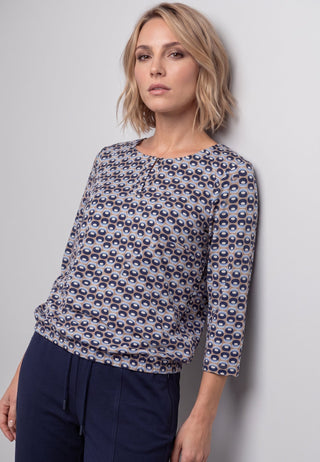 Olsen Spot Print Top Beige Blue Clara - MMJs Fashion