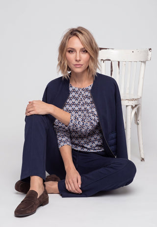 Olsen Spot Print Top Beige Blue Clara - MMJs Fashion