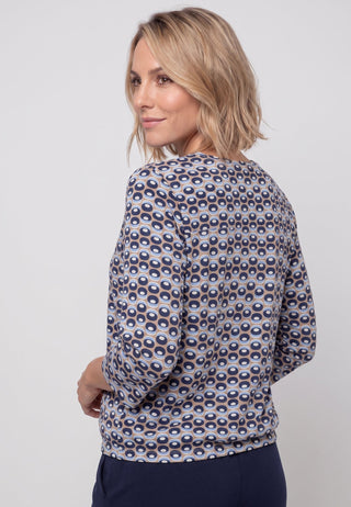 Olsen Spot Print Top Beige Blue Clara - MMJs Fashion