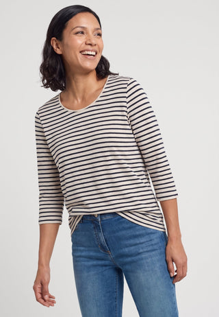 Olsen Stripe Pattern Top Beige Melange Hannah - MMJs Fashion