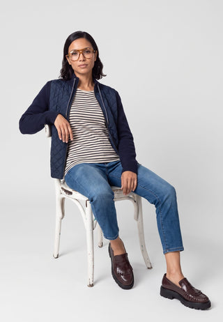 Olsen Stripe Pattern Top Beige Melange Hannah - MMJs Fashion