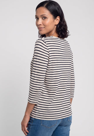 Olsen Stripe Pattern Top Beige Melange Hannah - MMJs Fashion