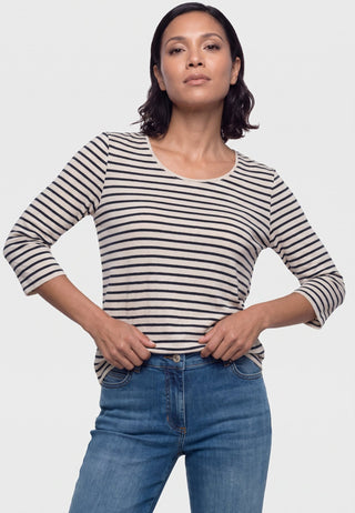 Olsen Stripe Pattern Top Beige Melange Hannah - MMJs Fashion