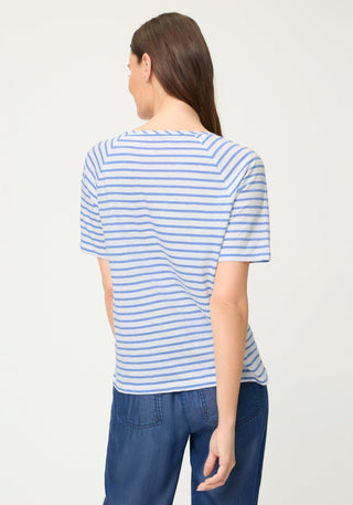 Olsen Stripe Sequin Flowers Top Blue Hannah - MMJs Fashion