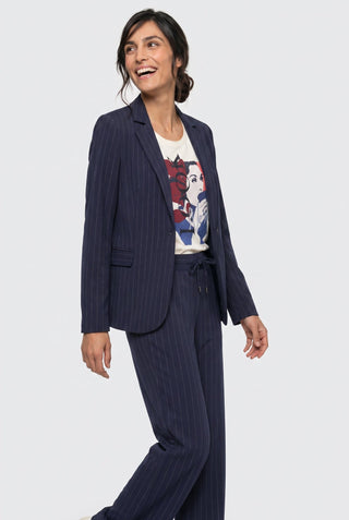 Olsen Striped Drawstring Trousers Blue - MMJs Fashion