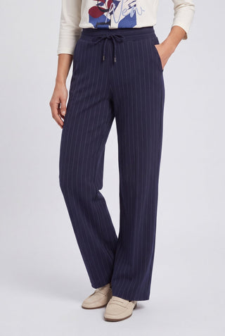 Olsen Striped Drawstring Trousers Blue - MMJs Fashion