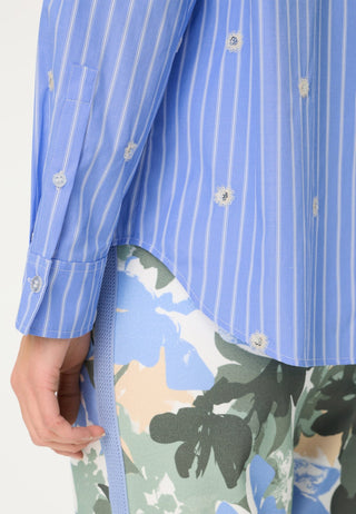Olsen Striped Embellished Blouse Blue - MMJs Fashion
