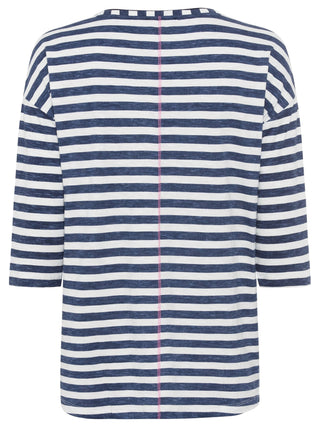 Olsen Striped Flower Print Top Blue Cosima - MMJs Fashion
