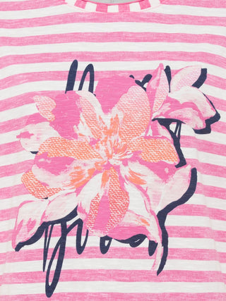 Olsen Striped Flower Print Top Pink Cosima - MMJs Fashion