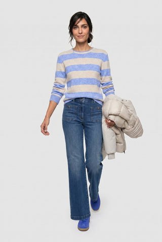 Olsen Striped Jumper Cobalt Blue Beige - MMJs Fashion