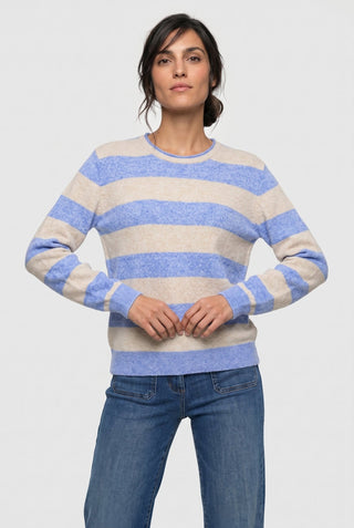 Olsen Striped Jumper Cobalt Blue Beige - MMJs Fashion