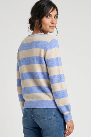 Olsen Striped Jumper Cobalt Blue Beige - MMJs Fashion