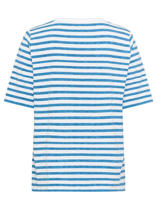 Olsen Striped Leaf Print Top Blue Hannah - MMJs Fashion