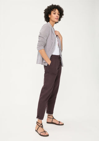 Olsen Striped Seersucker Jacket Brown White - MMJs Fashion