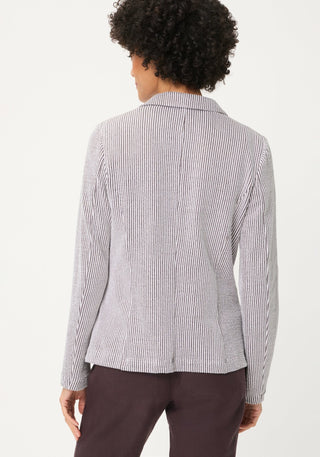 Olsen Striped Seersucker Jacket Brown White - MMJs Fashion