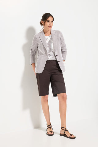 Olsen Striped Seersucker Jacket Brown White - MMJs Fashion