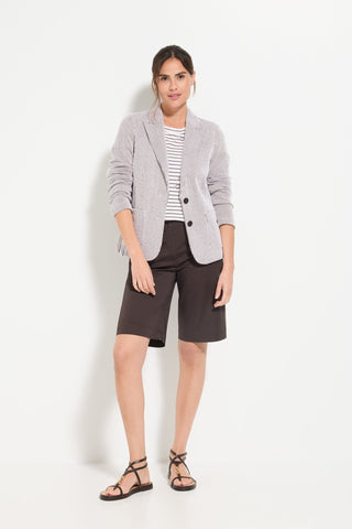 Olsen Striped Seersucker Jacket Brown White - MMJs Fashion