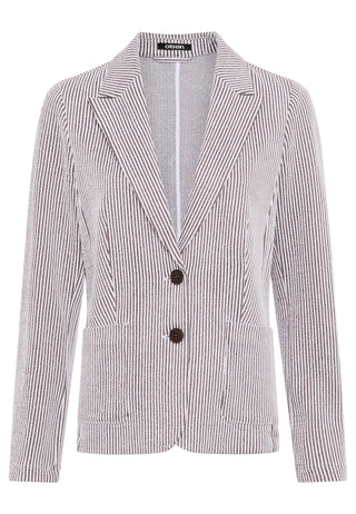 Olsen Striped Seersucker Jacket Brown White - MMJs Fashion