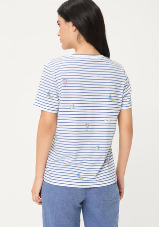 Olsen Striped Tie Front Top Blue White Hannah - MMJs Fashion