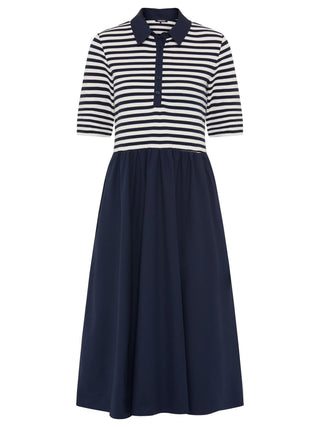 Olsen Striped Top Poplin Dress Blue Ivory - MMJs Fashion