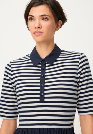 Olsen Striped Top Poplin Dress Blue Ivory - MMJs Fashion