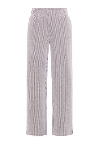 Olsen Striped Trousers Brown White Anna Wide - MMJs Fashion
