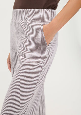 Olsen Striped Trousers Brown White Anna Wide - MMJs Fashion