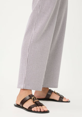 Olsen Striped Trousers Brown White Anna Wide - MMJs Fashion