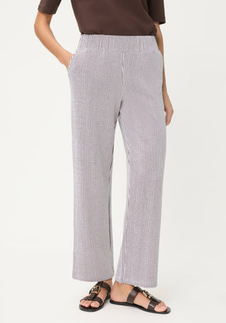 Olsen Striped Trousers Brown White Anna Wide - MMJs Fashion