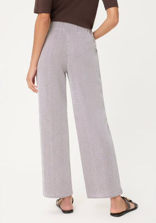 Olsen Striped Trousers Brown White Anna Wide - MMJs Fashion