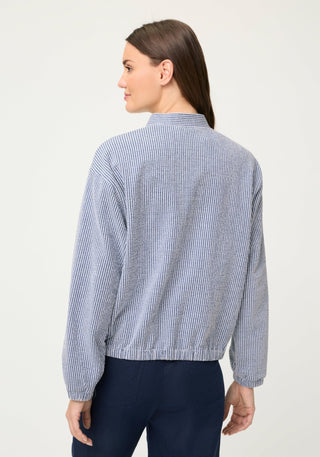 Olsen Striped Zip Front Jacket Blue White - MMJs Fashion