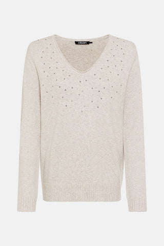 Olsen Stud Detail Jumper Beige Melange Henny - MMJs Fashion