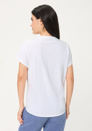 Olsen Tassel Tie Neck Top White Cosima - MMJs Fashion