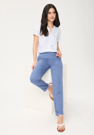 Olsen Tassel Tie Neck Top White Cosima - MMJs Fashion