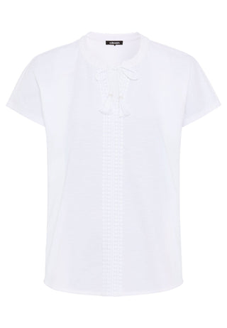 Olsen Tassel Tie Neck Top White Cosima - MMJs Fashion