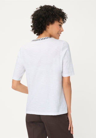 Olsen Tassel Tie Neck Top White Hannah - MMJs Fashion