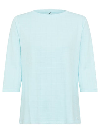 Olsen Textured Grid Top Aqua Blue Hannah - MMJs Fashion