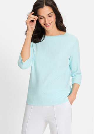 Olsen Textured Grid Top Aqua Blue Hannah - MMJs Fashion