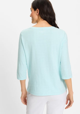 Olsen Textured Grid Top Aqua Blue Hannah - MMJs Fashion