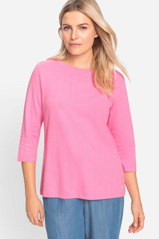 Olsen Textured Grid Top Pink Hannah - MMJs Fashion