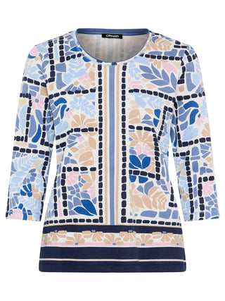 Olsen Tile Print Top Blue Pink Hannah - MMJs Fashion
