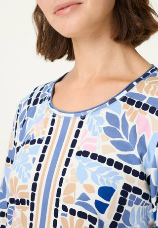 Olsen Tile Print Top Blue Pink Hannah - MMJs Fashion