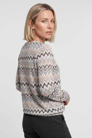 Olsen Zig Zag Patterned Top Almond Beige - MMJs Fashion