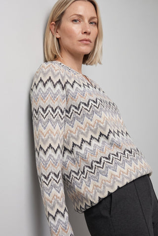Olsen Zig Zag Patterned Top Almond Beige - MMJs Fashion