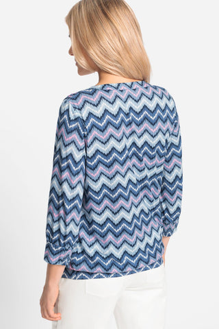 Olsen Zig Zag Print Top Blue Pink Clara - MMJs Fashion