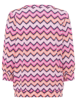Olsen Zig Zag Print Top Pink Peach Clara - MMJs Fashion