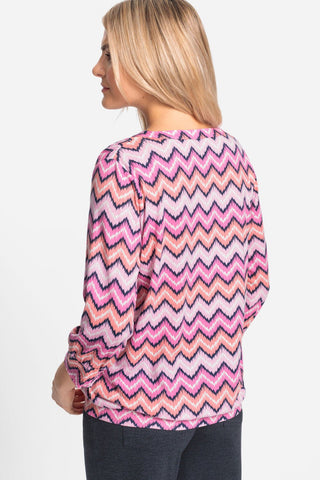 Olsen Zig Zag Print Top Pink Peach Clara - MMJs Fashion