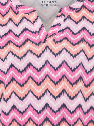 Olsen Zig Zag Print Top Pink Peach Clara - MMJs Fashion